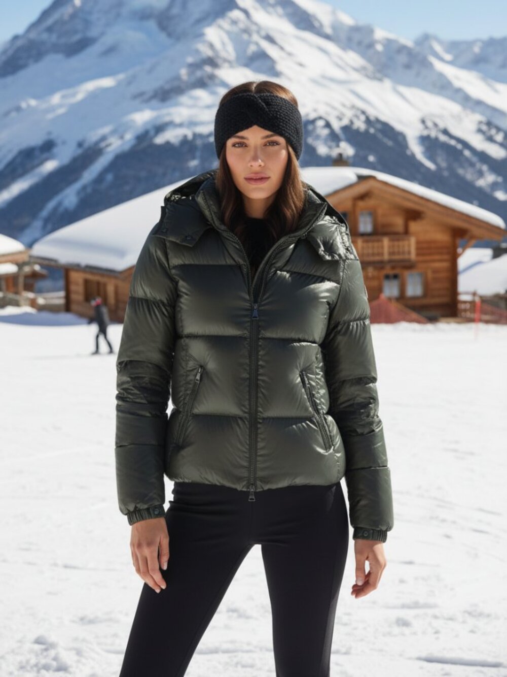 Ski!  Moncler “Bady” Nylon Laqué Puffer Jacket — Olive